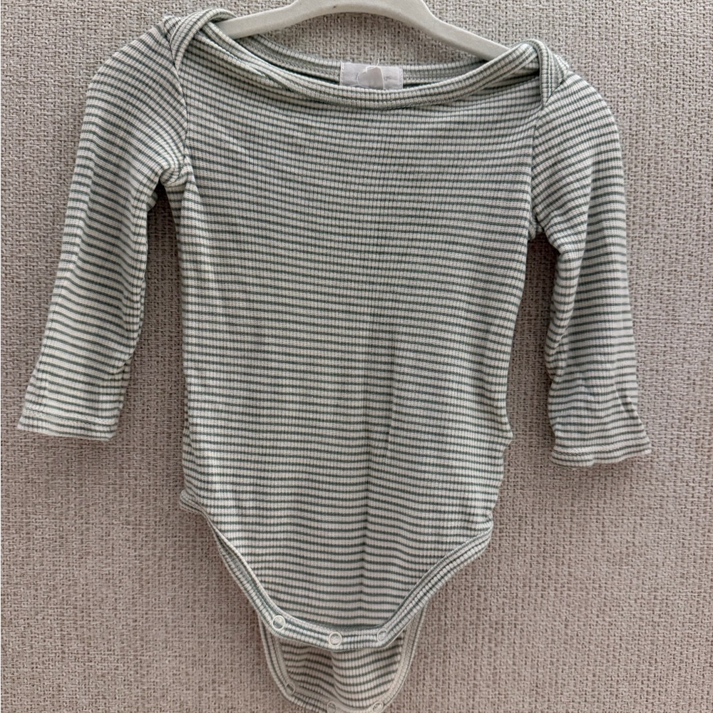 Striped Green & White Kids Bodysuit
